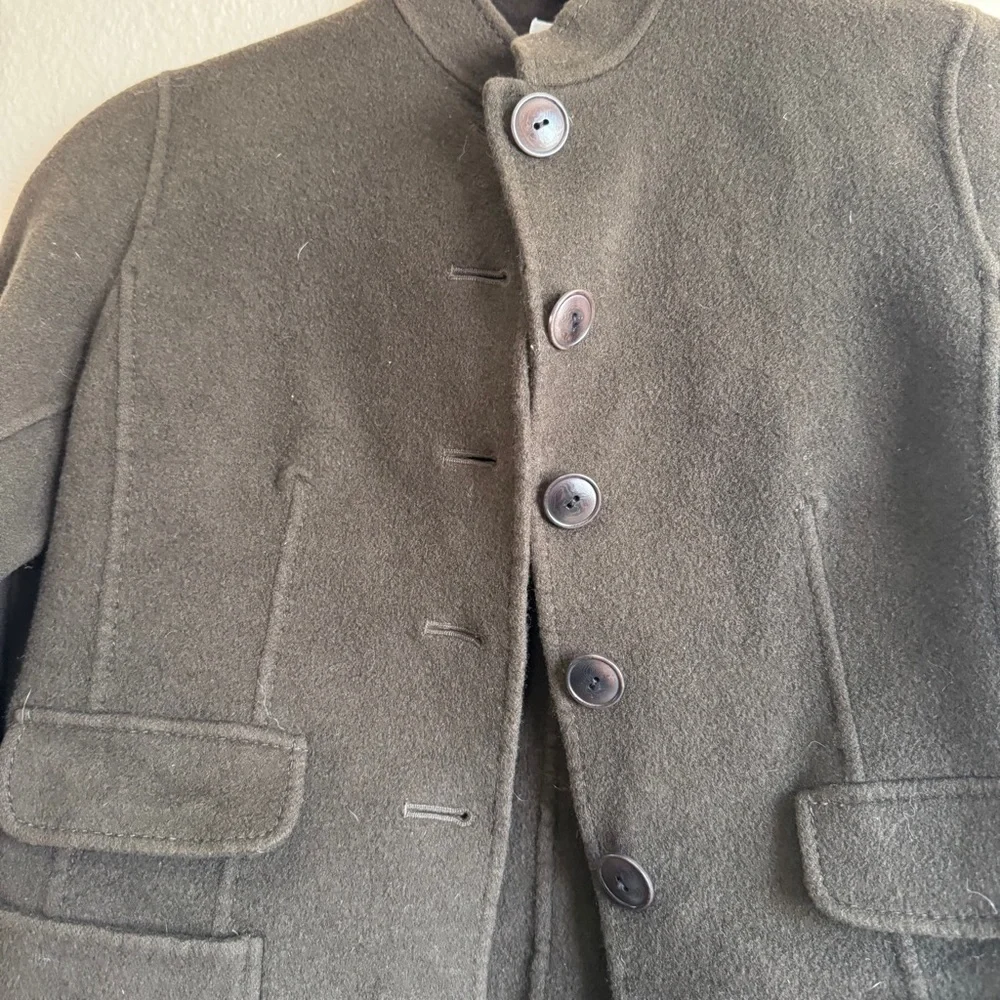 CALVIN KLEIN 100% Wool Brown Button Jacket - Picture 3 of 8